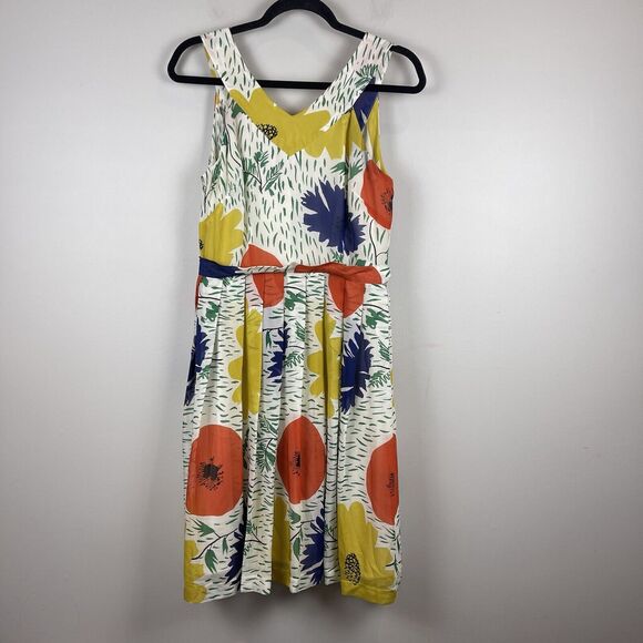 Girls From Savoy Anthropologie Women Silk Dress Size 6 Multicolor Primary Blooms - Picture 1 of 11